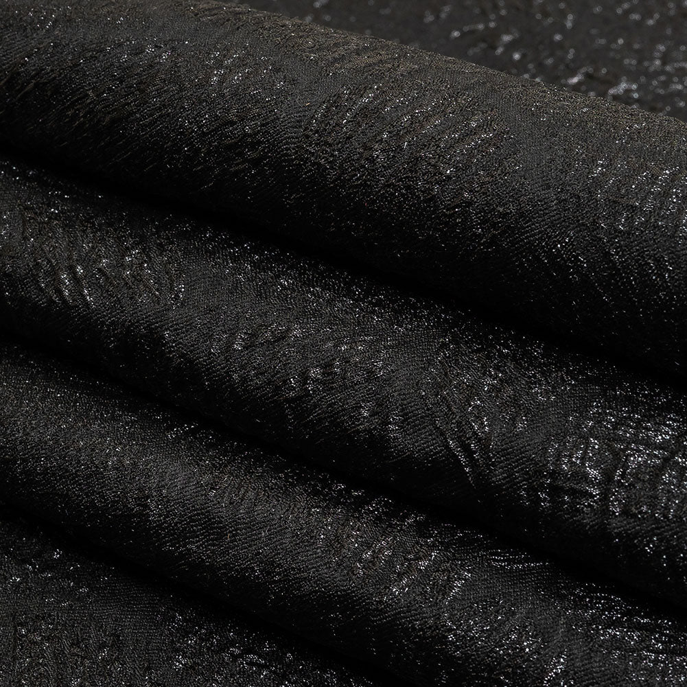 Metallic Black Abstract Hatching Luxury Brocade Folded Metallic Black Abstract Hatching Luxury Brocade Folded