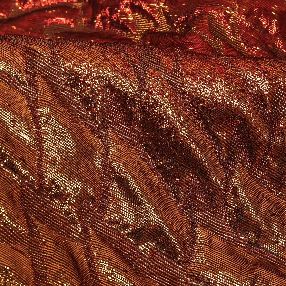 Metallic Copper, Scarlet and Wine Abstract Mosaic Luxury Brocade Detail Metallic Copper, Scarlet and Wine Abstract Mosaic Luxury Brocade Detail