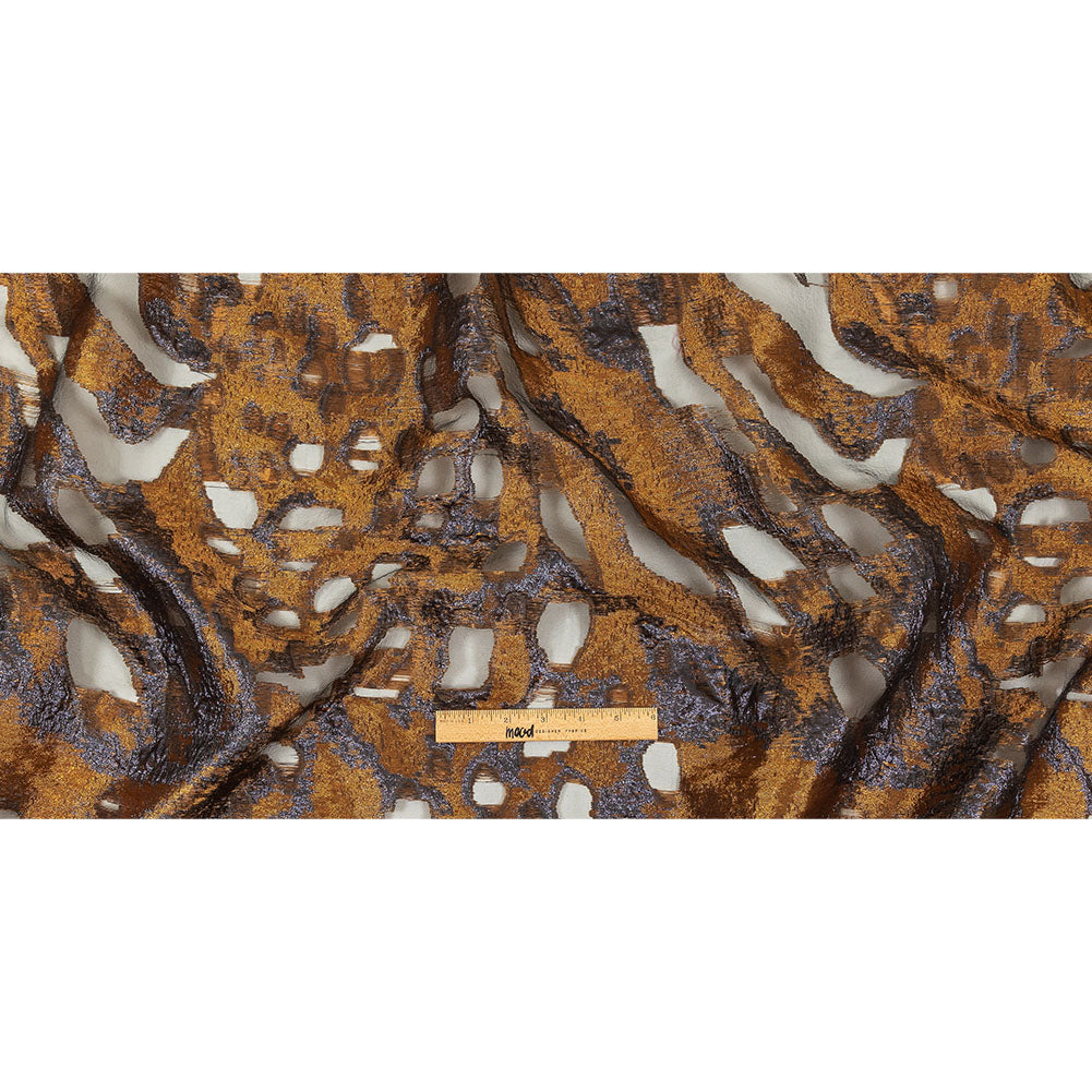 Metallic Copper and Navy Abstract Luxury Burnout Brocade Full Metallic Copper and Navy Abstract Luxury Burnout Brocade Full