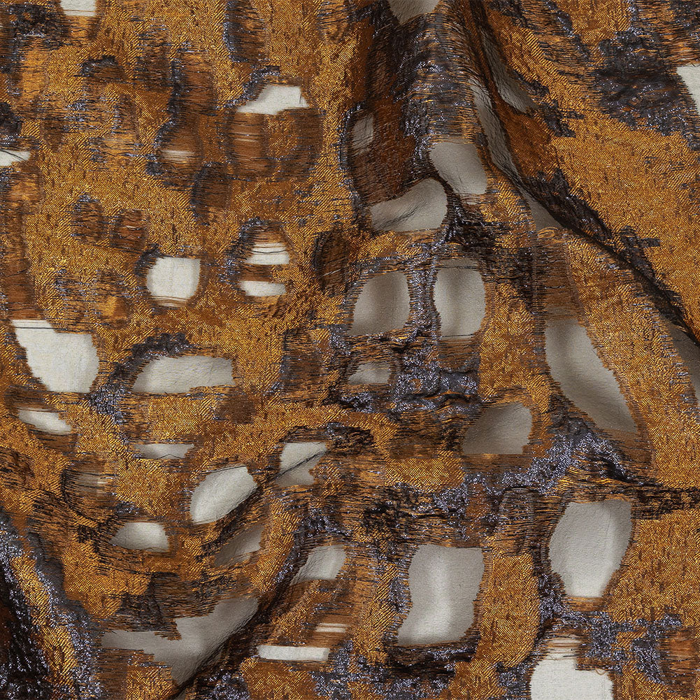 Metallic Copper and Navy Abstract Luxury Burnout Brocade Metallic Copper and Navy Abstract Luxury Burnout Brocade