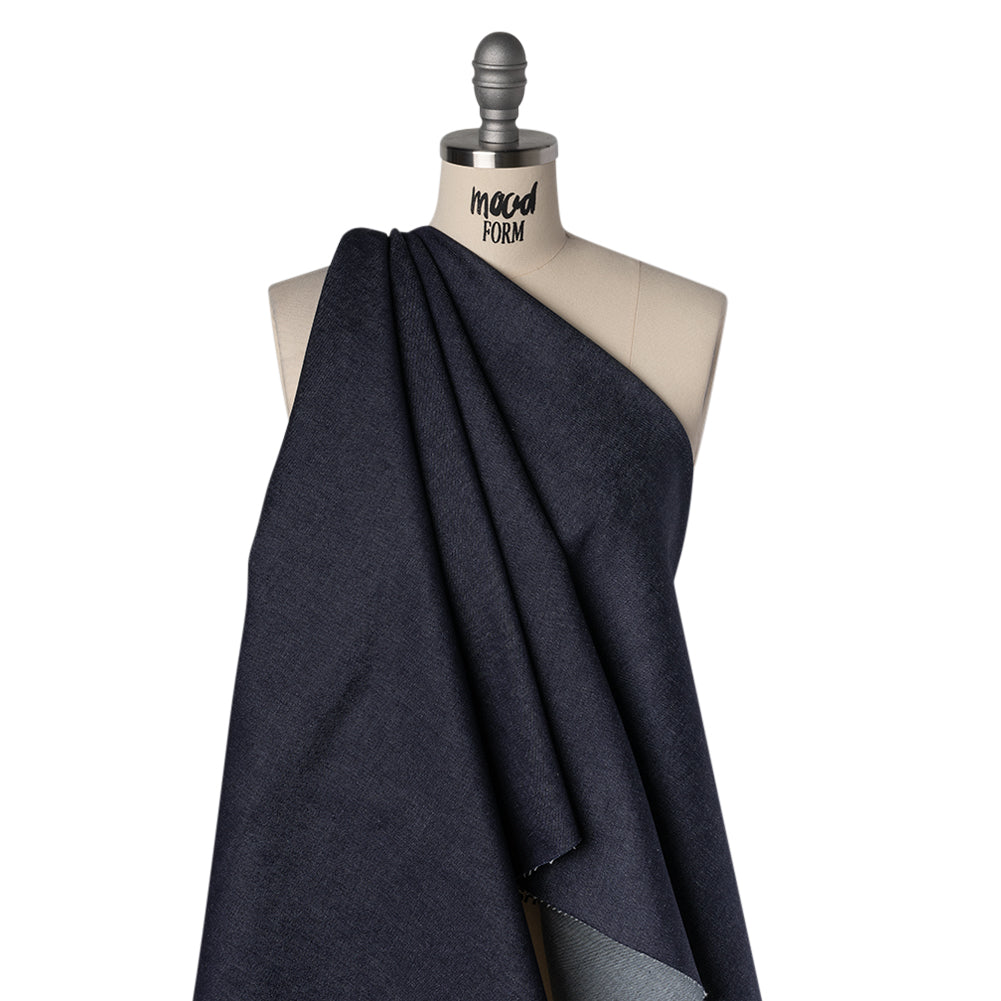 Medium Weight Stretch Cotton Denim - Dark Blue - Deadstock Drape Medium Weight Stretch Cotton Denim - Dark Blue - Deadstock Drape