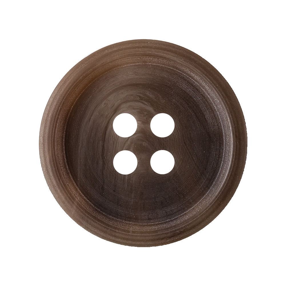 Caramel and Warm Gray Swirl 4-Hole Plastic Button with Pronounced Rim - 44L/28mm Caramel and Warm Gray Swirl 4-Hole Plastic Button with Pronounced Rim - 44L/28mm