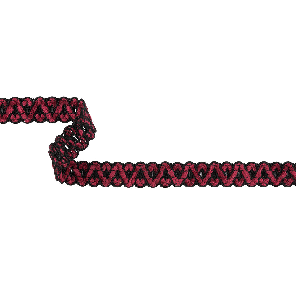 Fuchsia and Black Chenille Gimp Braided Trimming - 0.75" Fuchsia and Black Chenille Gimp Braided Trimming - 0.75"