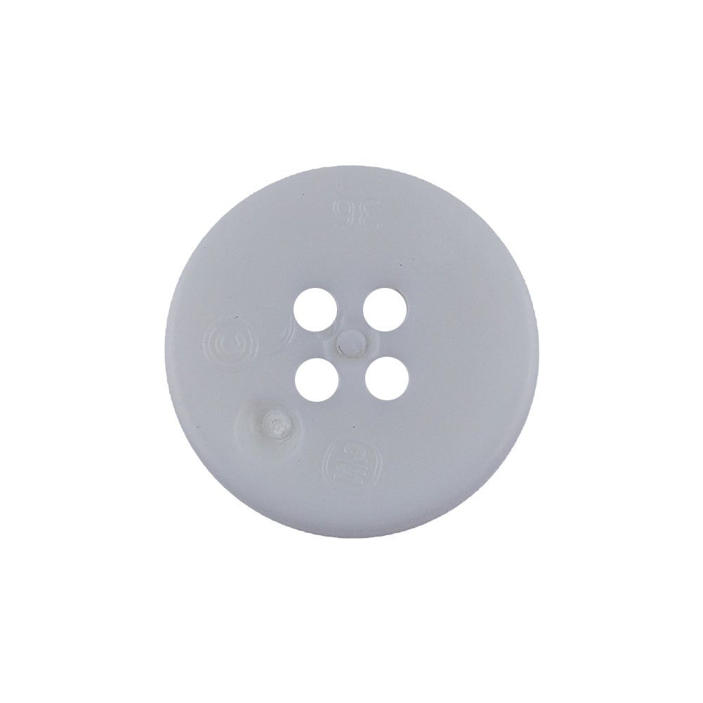 Italian White Casted 4-Hole Nylon Button - 36L/23mm Detail Italian White Casted 4-Hole Nylon Button - 36L/23mm Detail