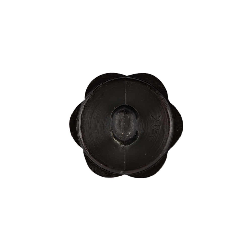 Italian Black Floral and Geometric Shank Back Nylon Button - 32L/20mm Detail Italian Black Floral and Geometric Shank Back Nylon Button - 32L/20mm Detail