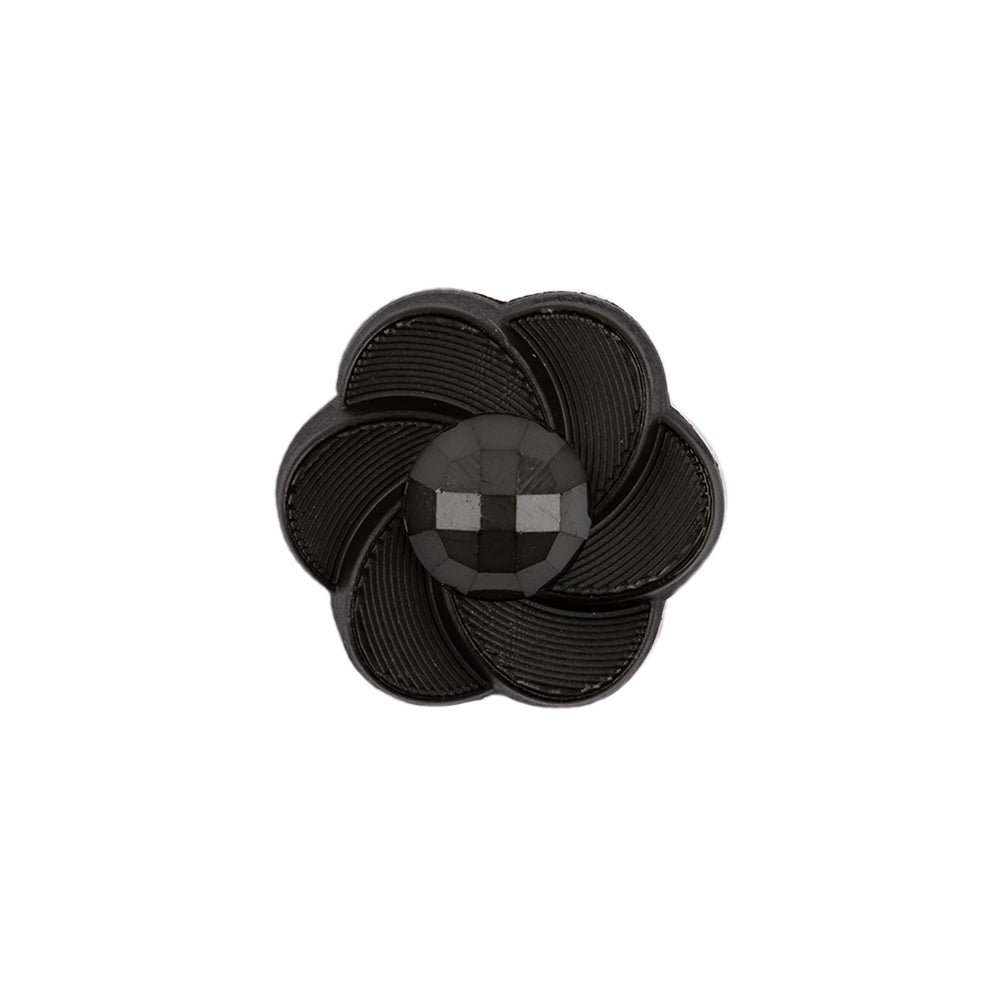 Italian Black Floral and Geometric Shank Back Nylon Button - 32L/20mm Italian Black Floral and Geometric Shank Back Nylon Button - 32L/20mm