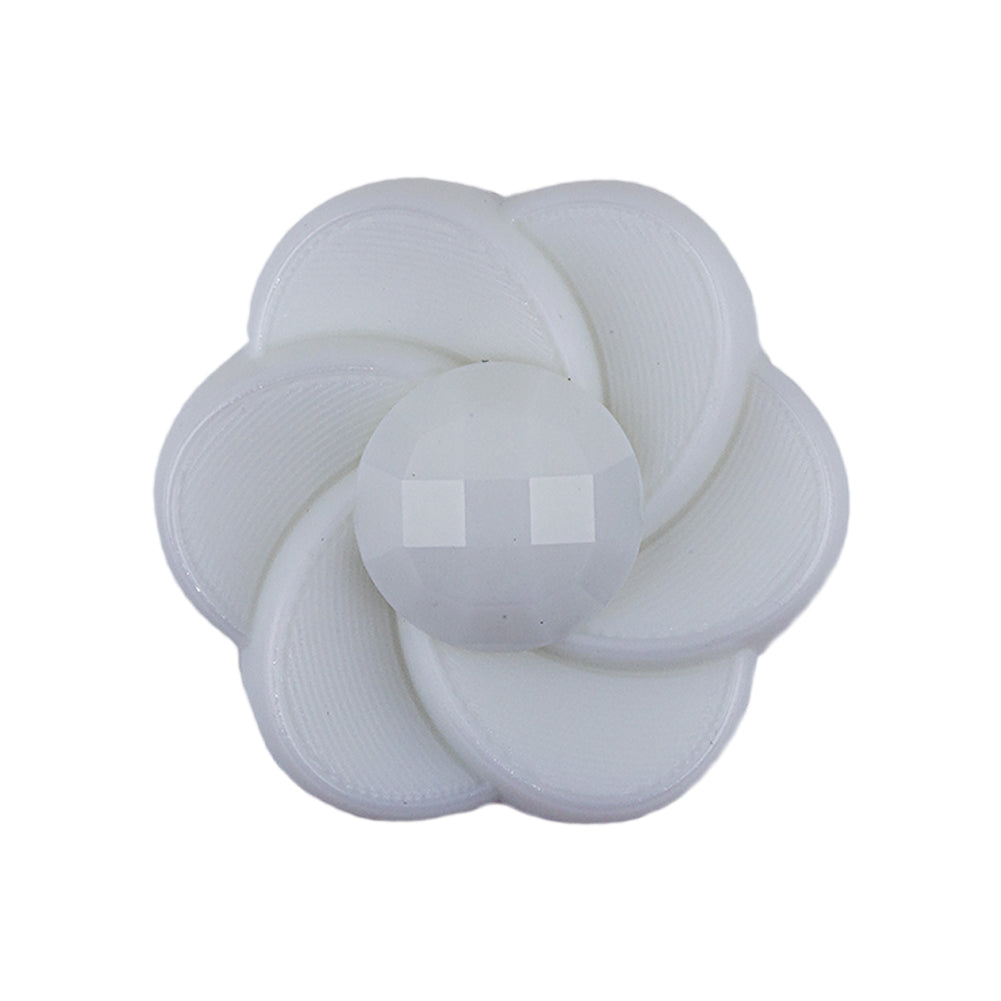 Italian White Floral and Geometric Shank Back Nylon Button - 44L/28mm Italian White Floral and Geometric Shank Back Nylon Button - 44L/28mm