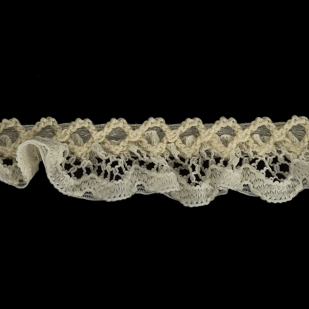 Antique White Criss Cross Crochet Trimming - 0.625" Detail Antique White Criss Cross Crochet Trimming - 0.625" Detail