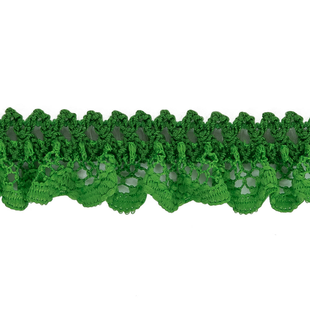 Grass Green Ruffled Stretch Lace Trimming - 0.625" Detail Grass Green Ruffled Stretch Lace Trimming - 0.625" Detail
