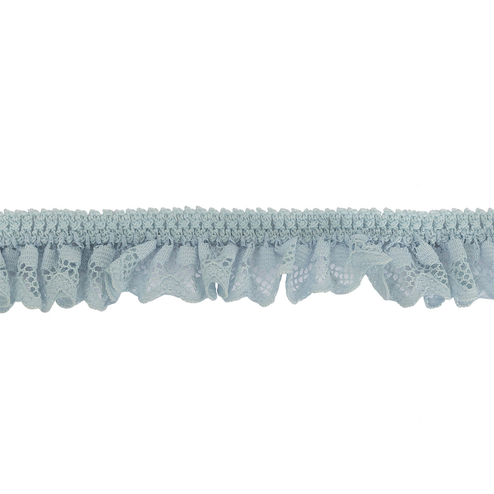Baby Blue Ruffled Stretch Lace Trimming - 1" Baby Blue Ruffled Stretch Lace Trimming - 1"