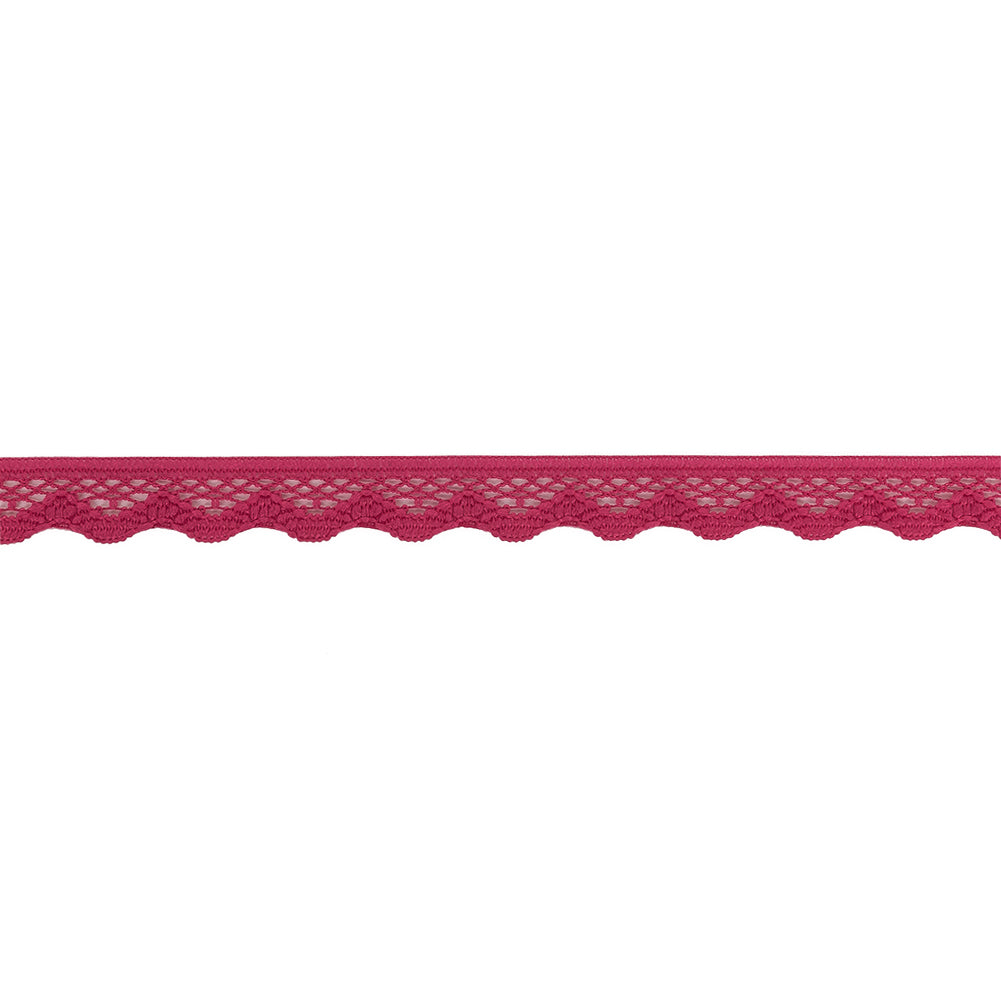 Deep Pink Scalloped Edge Lace Geometric Trimming - 0.5" Deep Pink Scalloped Edge Lace Geometric Trimming - 0.5"