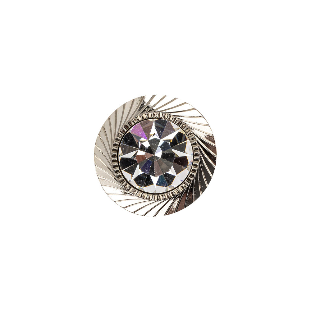 Italian Crystal Rhinestones and Silver Metal Shank Back Button - 24L/15mm Italian Crystal Rhinestones and Silver Metal Shank Back Button - 24L/15mm