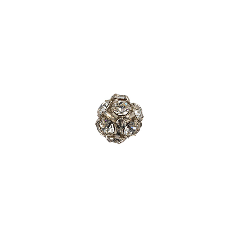 Vintage Swarovski Crystal Rhinestones and Silver Metal Shank Back Ball Button - 13L/8mm Vintage Swarovski Crystal Rhinestones and Silver Metal Shank Back Ball Button - 13L/8mm