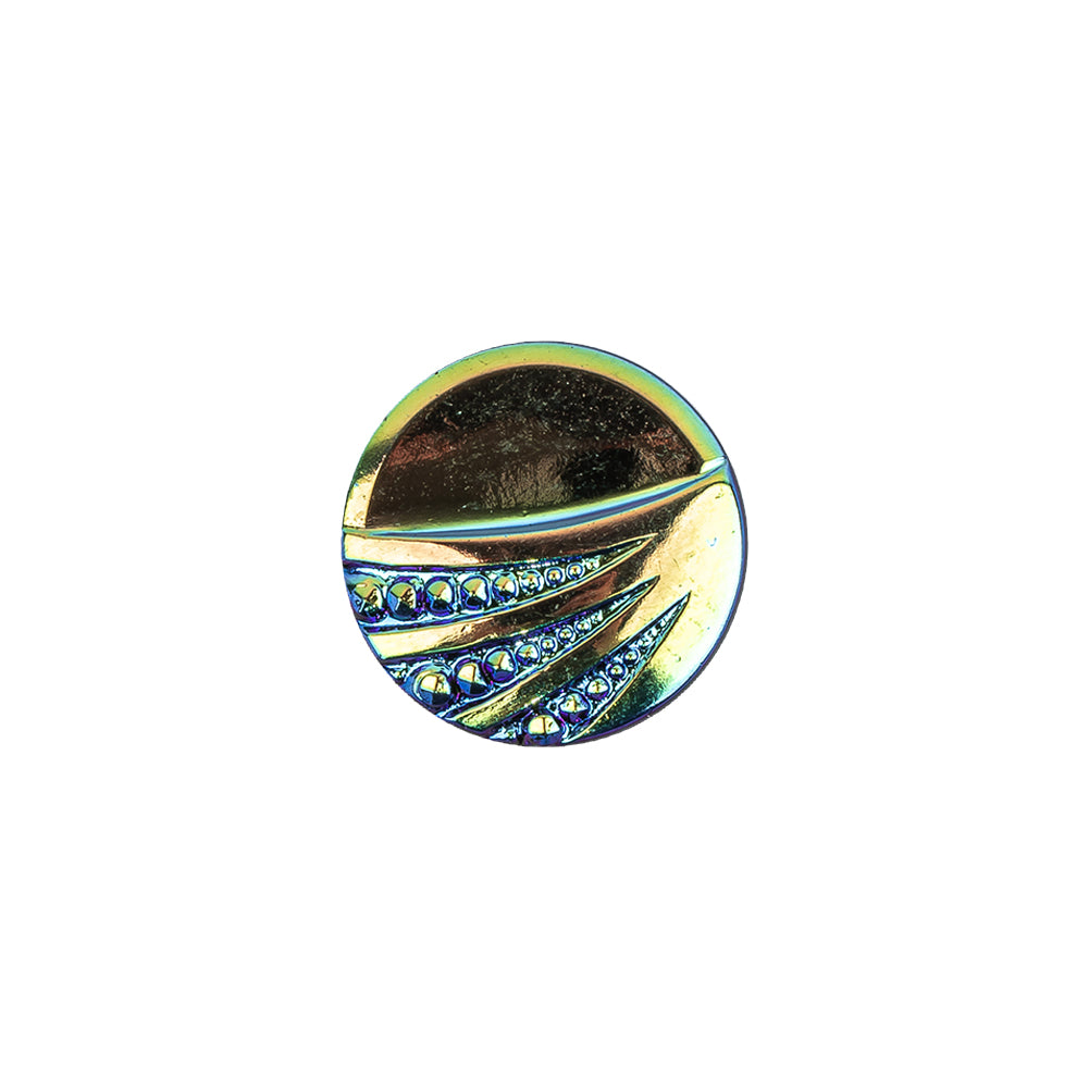 Vintage Blue Iris and Black Classical Shank Back Glass Button - 22L/14mm Vintage Blue Iris and Black Classical Shank Back Glass Button - 22L/14mm