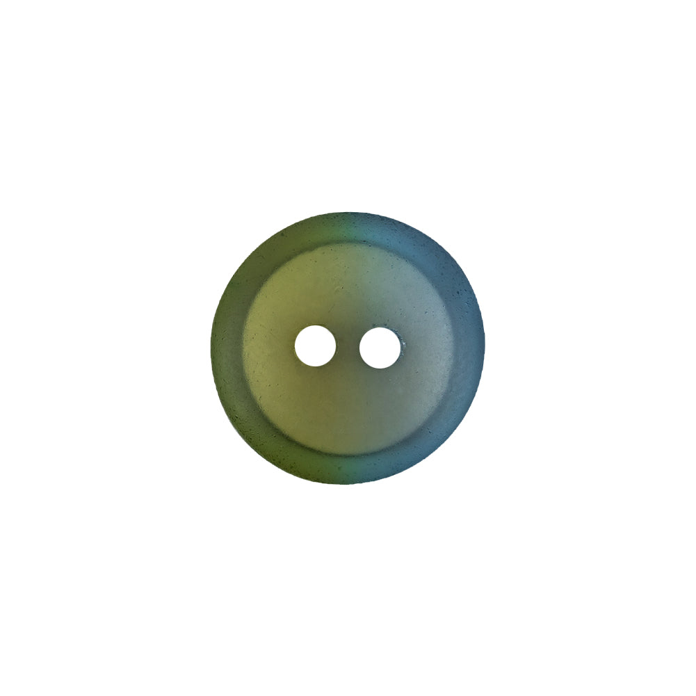 Italian Aqua Paradise and Lime 2-Hole Plastic Button - 24L/15mm Detail Italian Aqua Paradise and Lime 2-Hole Plastic Button - 24L/15mm Detail