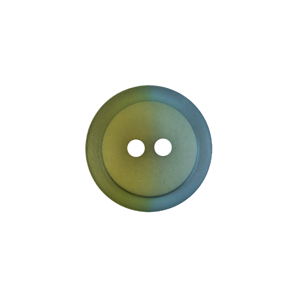 Italian Aqua Paradise and Lime 2-Hole Plastic Button - 28L/18mm Detail Italian Aqua Paradise and Lime 2-Hole Plastic Button - 28L/18mm Detail