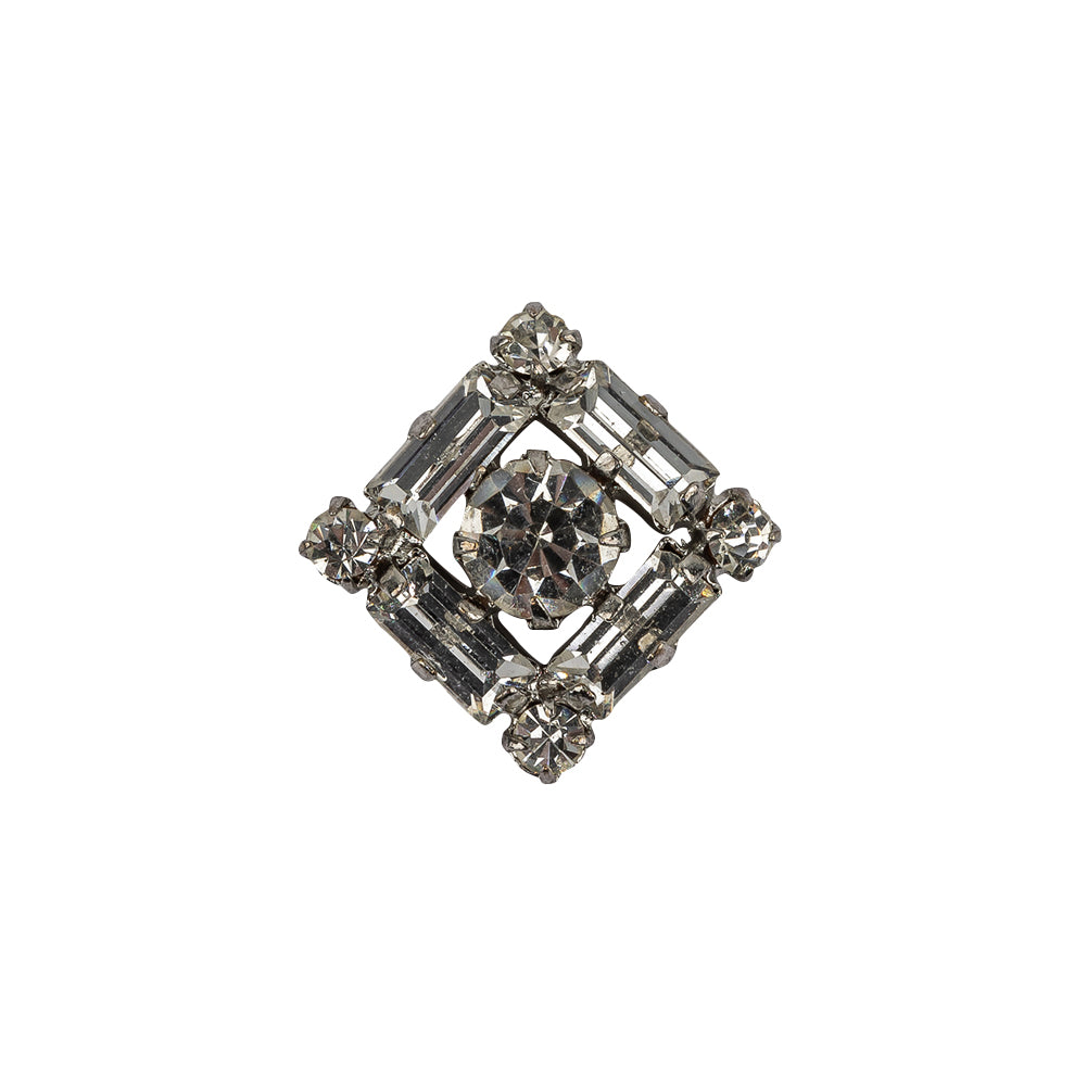 Vintage Swarovski Crystal Rhinestones and Gems, Silver Metal Square Shank Button - 30L/19mm Vintage Swarovski Crystal Rhinestones and Gems, Silver Metal Square Shank Button - 30L/19mm