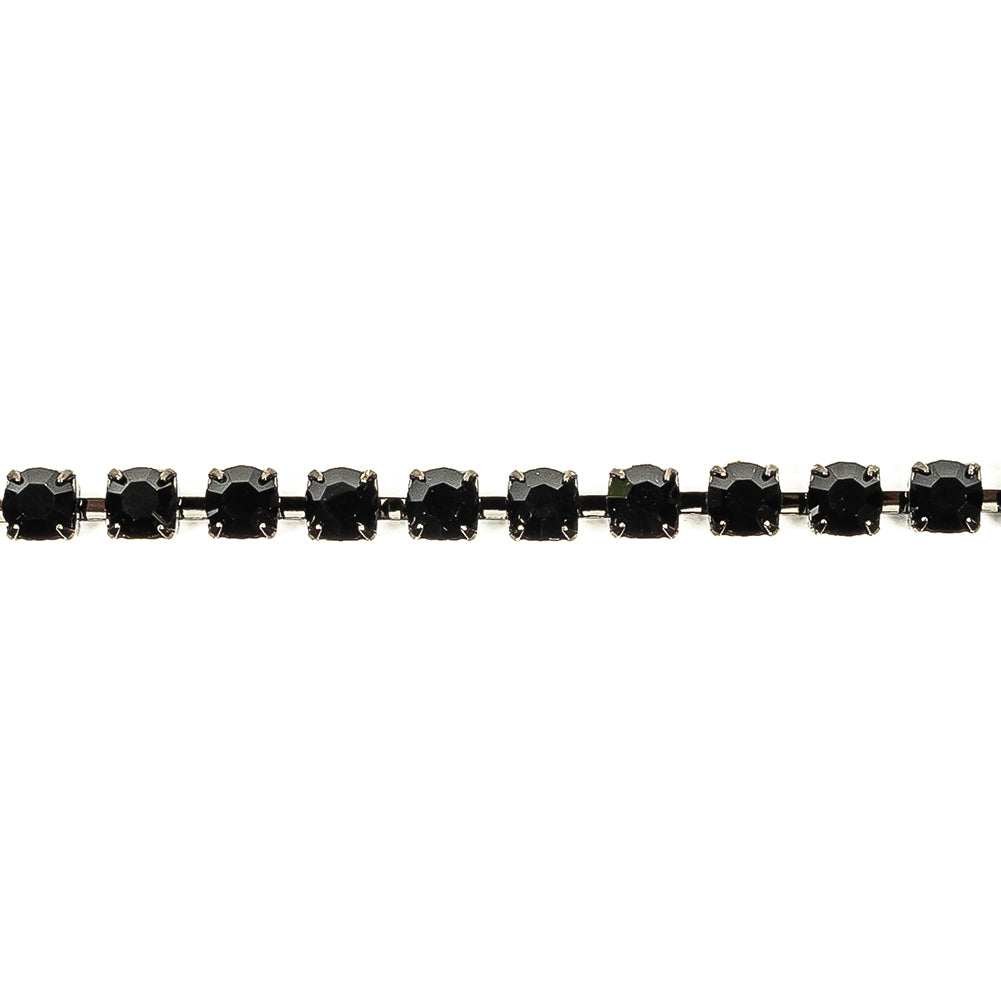 Vintage Czech Jet Rhinestones and Gunmetal Trim - SS29/6.14MM Detail Vintage Czech Jet Rhinestones and Gunmetal Trim - SS29/6.14MM Detail