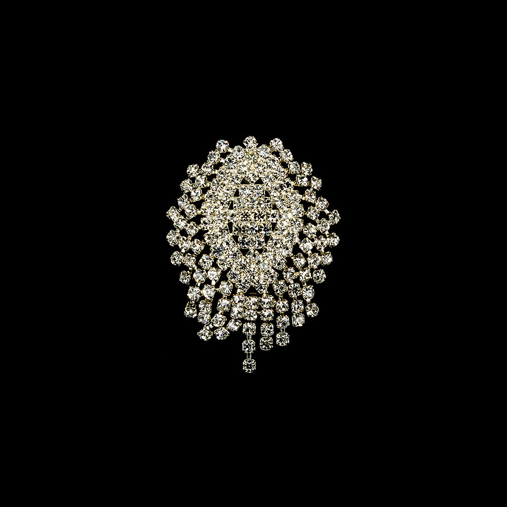 Vintage Czech Crystal Rhinestones and Silver Metal Abstract Ornament - 2.375" x 1.75" Vintage Czech Crystal Rhinestones and Silver Metal Abstract Ornament - 2.375" x 1.75"
