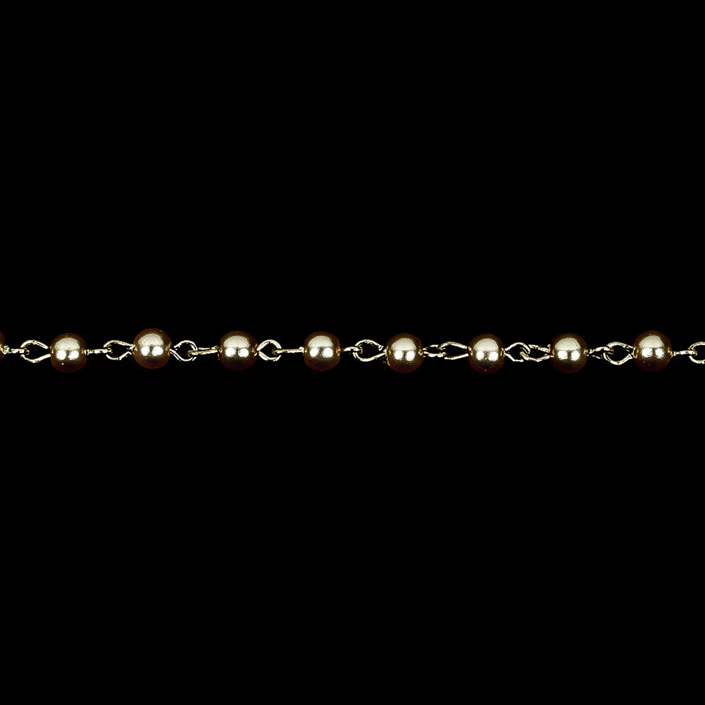 Vintage Czech Pearl Beads and Silver Metal Link Chain - 0.1875" Detail Vintage Czech Pearl Beads and Silver Metal Link Chain - 0.1875" Detail