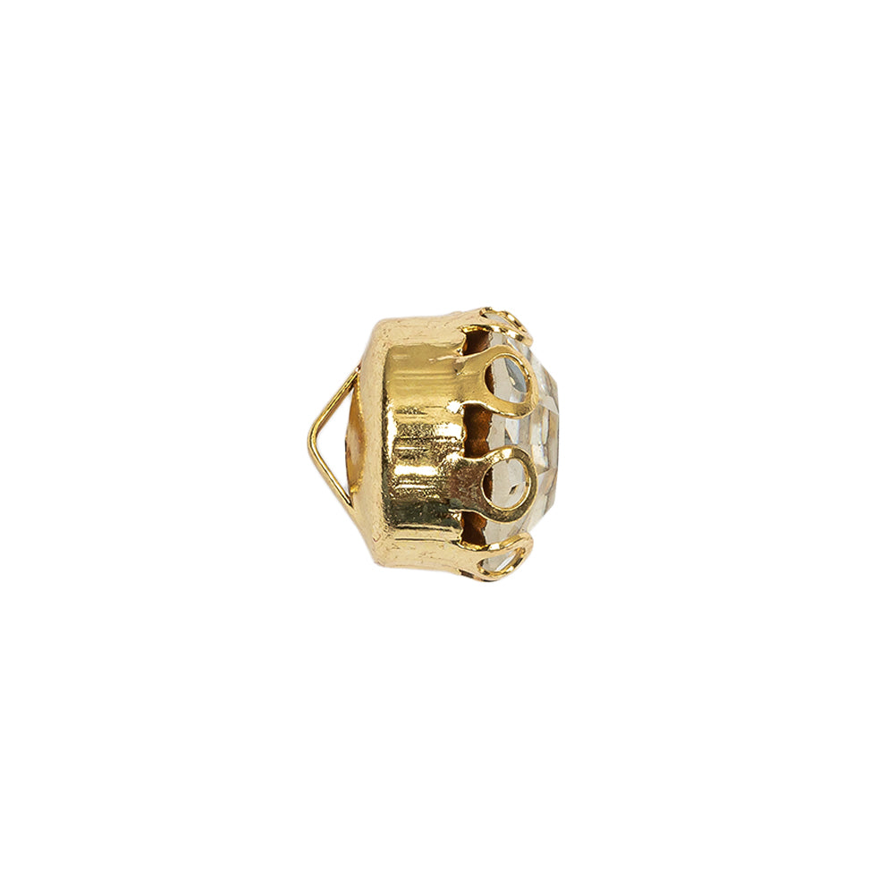 Vintage Crystal Rhinestone and Gold Edged Self Back Button - 20L/12.5mm Folded Vintage Crystal Rhinestone and Gold Edged Self Back Button - 20L/12.5mm Folded