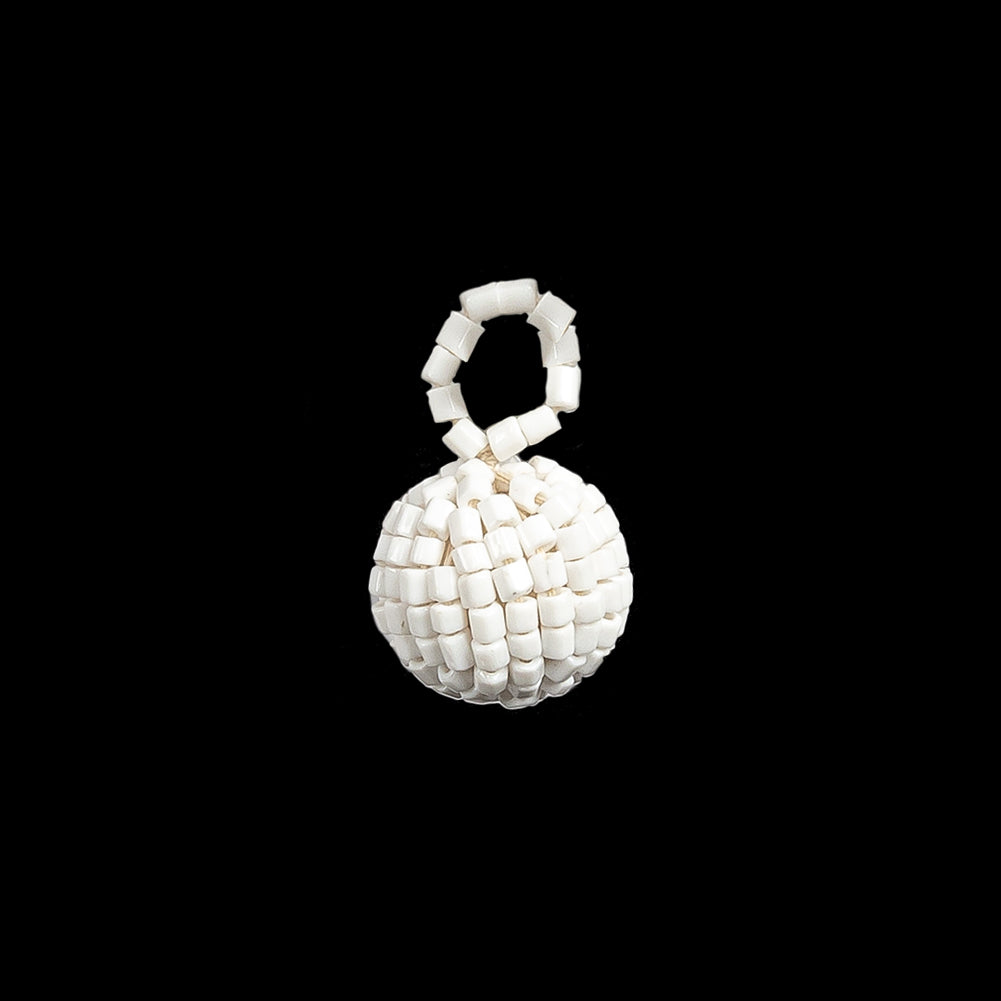 Vintage White Chop Beaded Tassel Applique - 0.5" Vintage White Chop Beaded Tassel Applique - 0.5"
