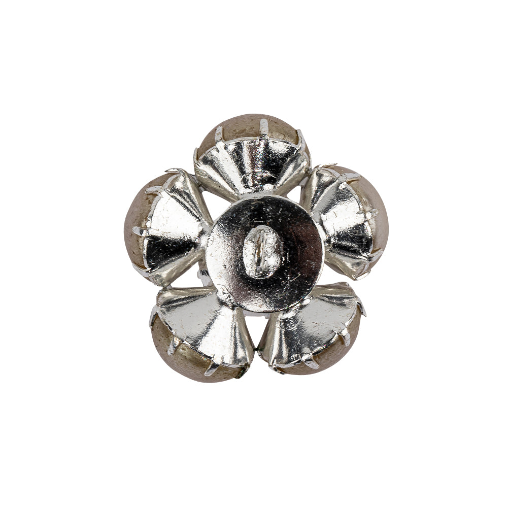 Vintage Swarovski Pearl and Silver Metal Floral Shank Back Button - 38L/24mm Detail Vintage Swarovski Pearl and Silver Metal Floral Shank Back Button - 38L/24mm Detail