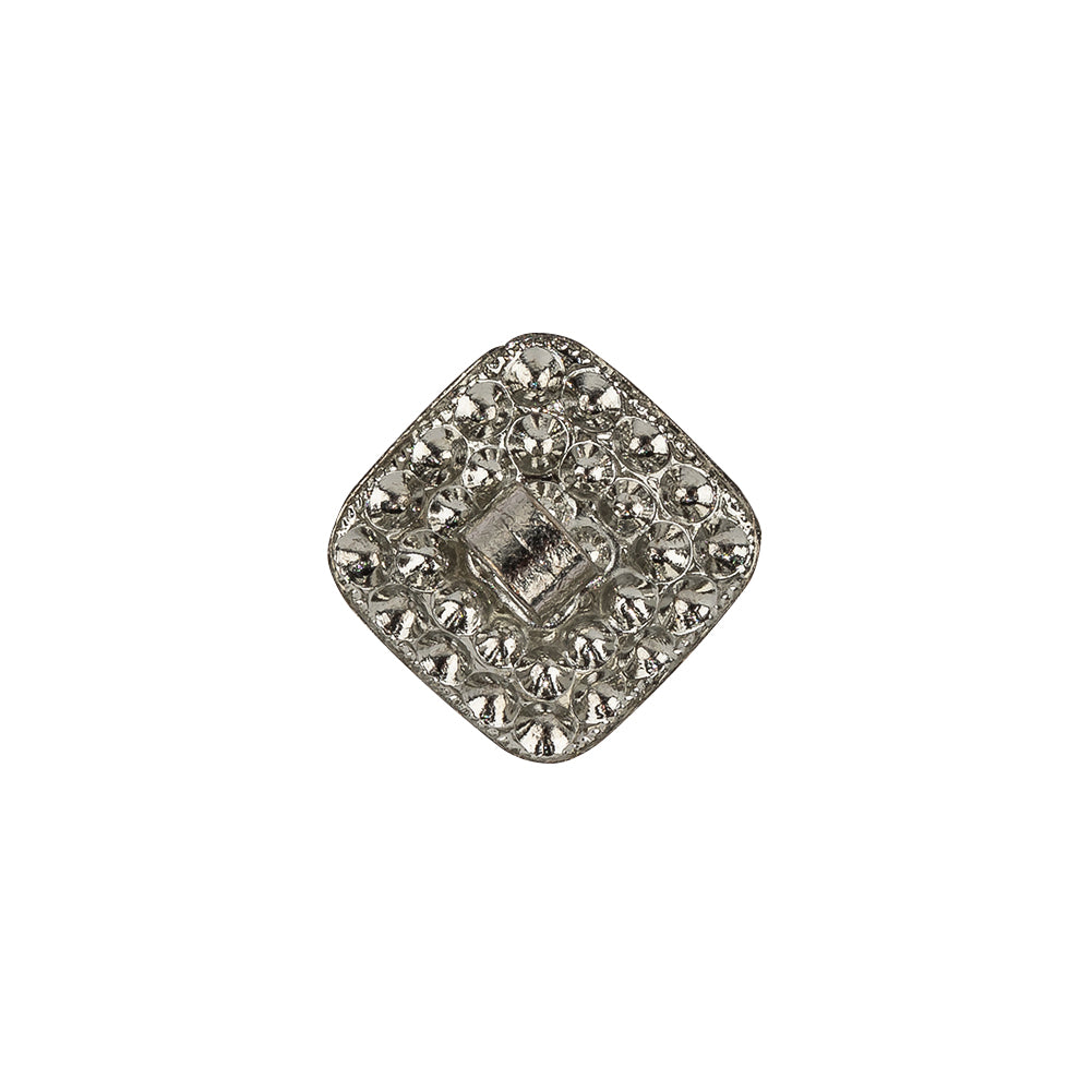 Vintage Swarovski Crystal Rhinestones and Silver Metal Square Shank Back Button - 25L/16mm Detail Vintage Swarovski Crystal Rhinestones and Silver Metal Square Shank Back Button - 25L/16mm Detail