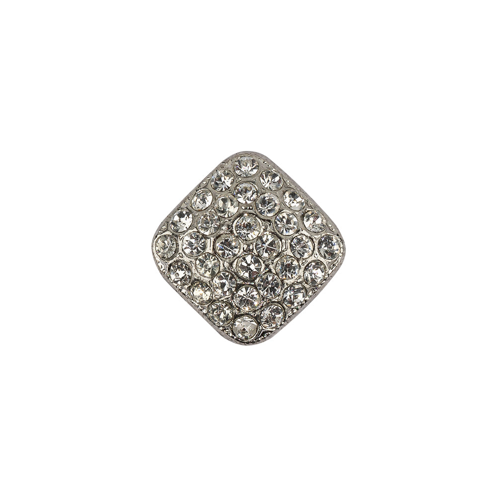 Vintage Swarovski Crystal Rhinestones and Silver Metal Square Shank Back Button - 25L/16mm Vintage Swarovski Crystal Rhinestones and Silver Metal Square Shank Back Button - 25L/16mm