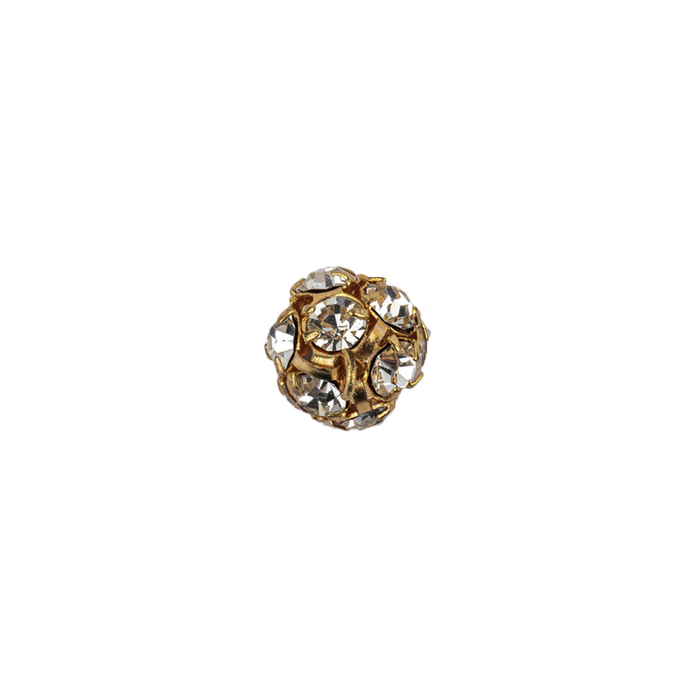 Vintage Swarovski Crystal Rhinestones and Gold Metal Shank Back Ball Button - 16L/10mm Detail Vintage Swarovski Crystal Rhinestones and Gold Metal Shank Back Ball Button - 16L/10mm Detail