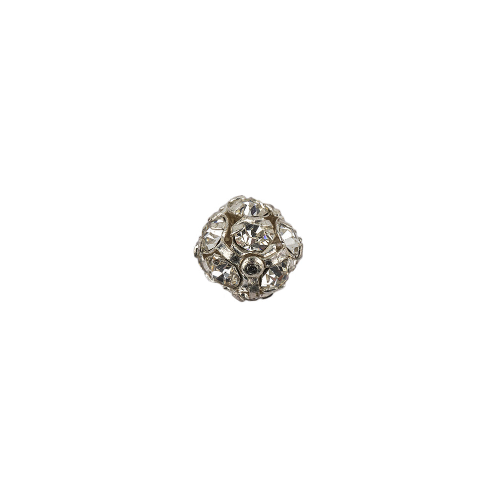 Vintage Swarovski Crystal Rhinestones and Silver Metal Shank Back Ball Button - 13L/8mm Vintage Swarovski Crystal Rhinestones and Silver Metal Shank Back Ball Button - 13L/8mm