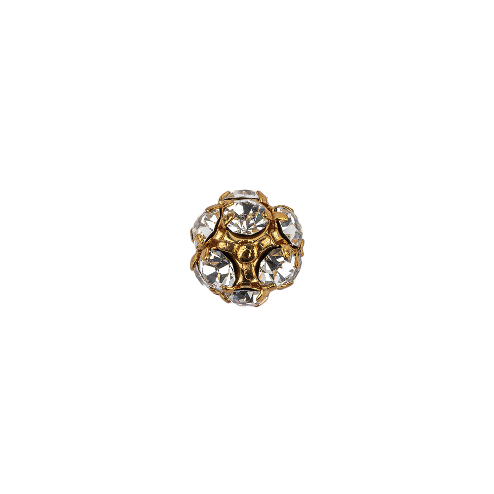 Vintage Swarovski Crystal Rhinestones and Gold Metal Shank Back Ball Button - 16L/10mm Vintage Swarovski Crystal Rhinestones and Gold Metal Shank Back Ball Button - 16L/10mm