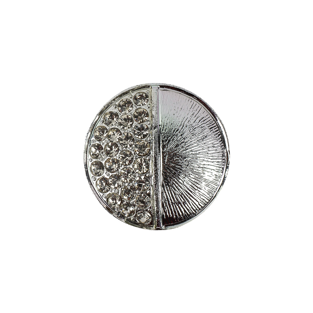 Vintage Silver Textured Shank Back Metal Button with Clustered Crystal Rhinestones - 32L/20mm Vintage Silver Textured Shank Back Metal Button with Clustered Crystal Rhinestones - 32L/20mm