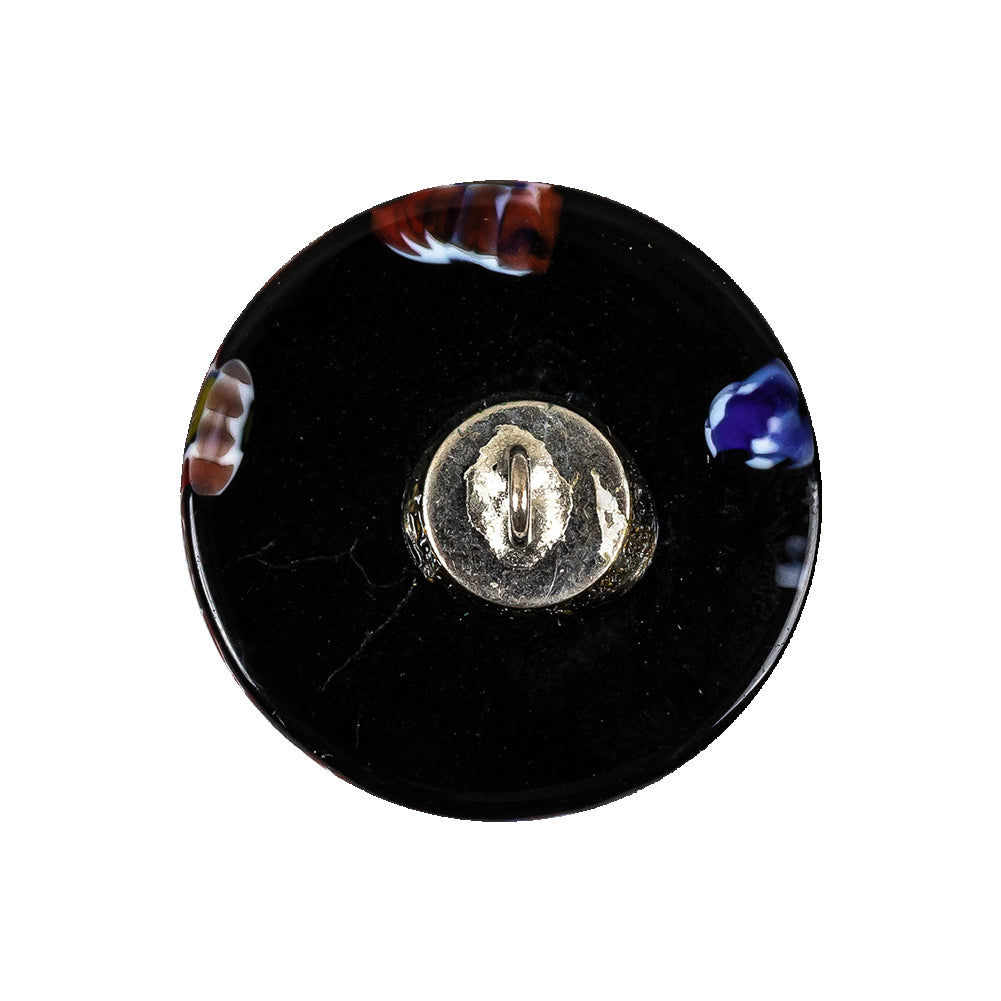 Vintage Black, Red and Blue Mosaic Domed Shank Back Glass Button - 40L/25.5mm Detail Vintage Black, Red and Blue Mosaic Domed Shank Back Glass Button - 40L/25.5mm Detail