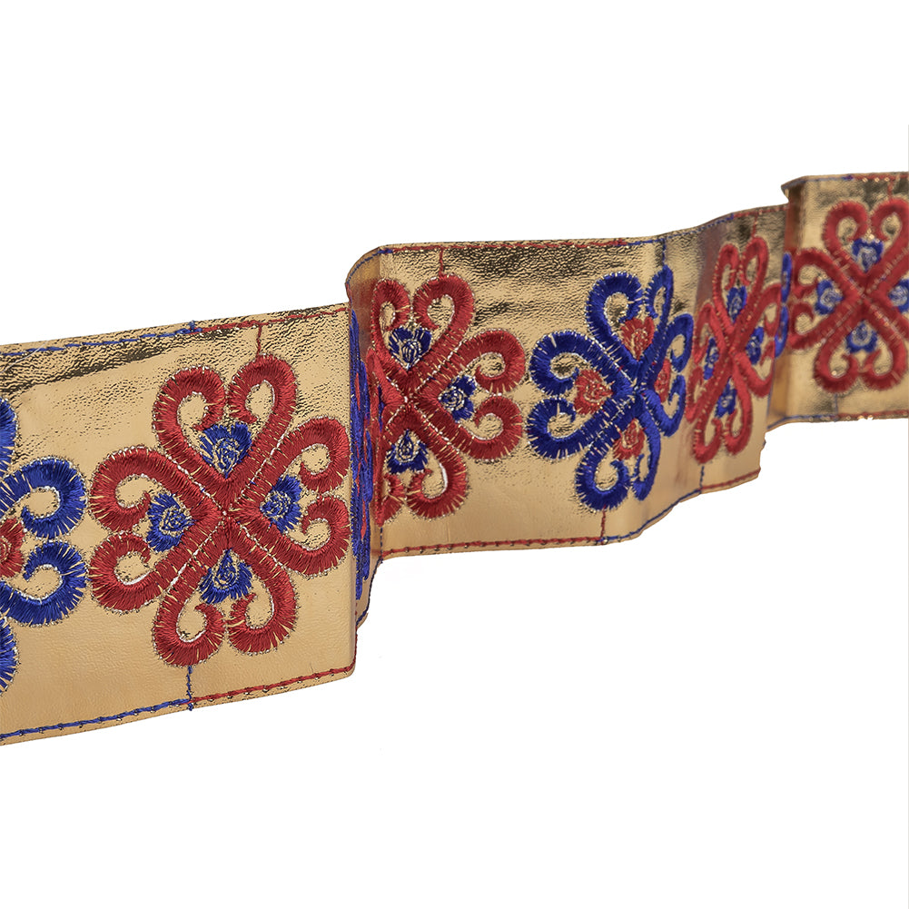 Vintage English Navy and Red Embroidered Gold Metallic Vinyl Ribbon - 2.75" Vintage English Navy and Red Embroidered Gold Metallic Vinyl Ribbon - 2.75"