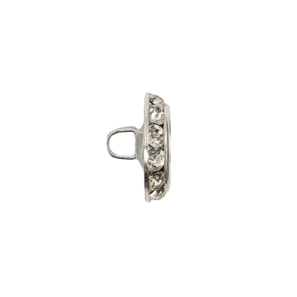 Vintage Crystal Rhinestones and Silver Metal Shank Back Button With No Center - 24L/15mm Folded Vintage Crystal Rhinestones and Silver Metal Shank Back Button With No Center - 24L/15mm Folded