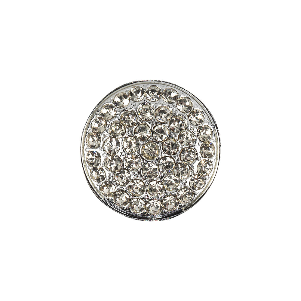 Vintage Swarovski Crystal Rhinestones and Silver Metal Circular Shank Back Button - 32L/20mm Vintage Swarovski Crystal Rhinestones and Silver Metal Circular Shank Back Button - 32L/20mm