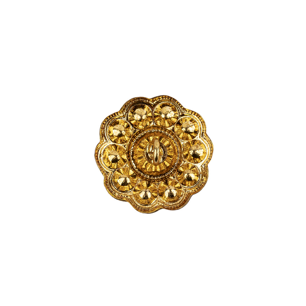Vintage Swarovski Crystal and Gold Floral Shank Back Rhinestone Button - 25L/16mm Detail Vintage Swarovski Crystal and Gold Floral Shank Back Rhinestone Button - 25L/16mm Detail