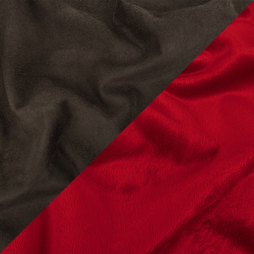 Bonded True Red Faux Fur and Chocolate Torte Faux Suede Bonded True Red Faux Fur and Chocolate Torte Faux Suede