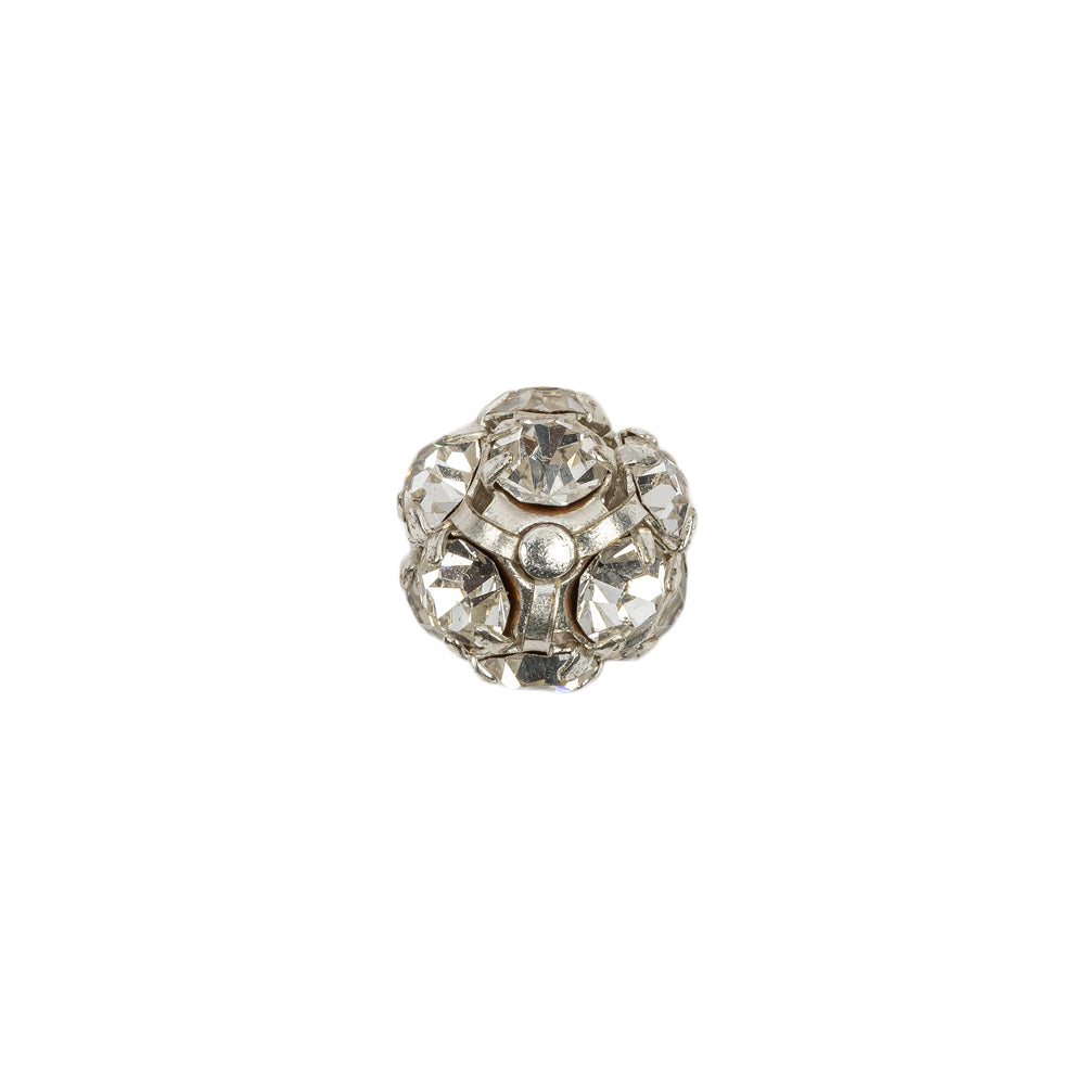 Vintage Crystal Rhinestones and Silver Metal Shank Back Ball Button - 16L/10mm Vintage Crystal Rhinestones and Silver Metal Shank Back Ball Button - 16L/10mm