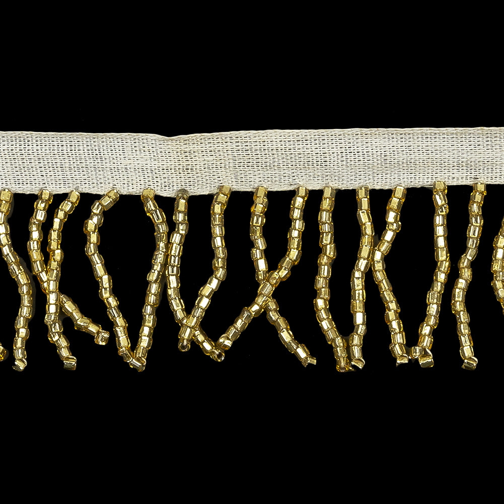 Vintage Gold and White Chop Beaded Chainette Fringe - 1" Detail Vintage Gold and White Chop Beaded Chainette Fringe - 1" Detail