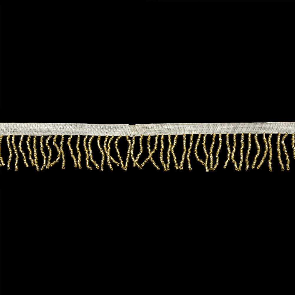 Vintage Gold and White Chop Beaded Chainette Fringe - 1" Vintage Gold and White Chop Beaded Chainette Fringe - 1"