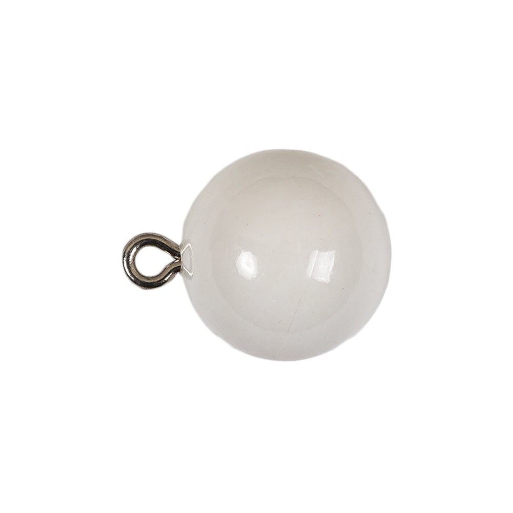 Vintage White Glass Shank Back Ball Button - 25L/16mm Folded Vintage White Glass Shank Back Ball Button - 25L/16mm Folded