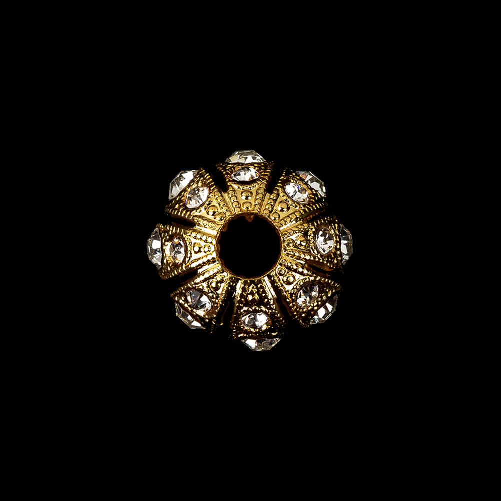 Vintage Czech Crystal Rhinestones and Decadent Gold Abstract Ornament - 28L/18mm Detail Vintage Czech Crystal Rhinestones and Decadent Gold Abstract Ornament - 28L/18mm Detail