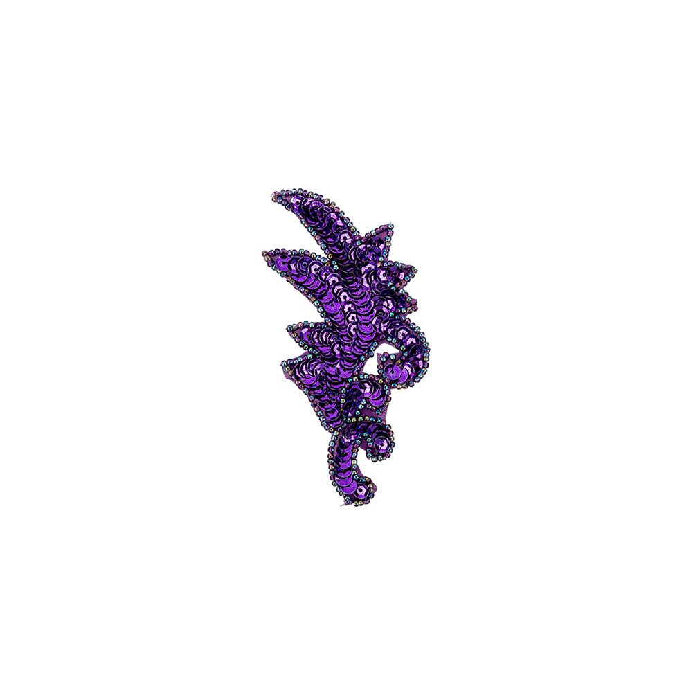 Vintage Purple Iris Sequins and Iridescent Seed Beaded Leaf Applique - 3.75" x 1.75" Vintage Purple Iris Sequins and Iridescent Seed Beaded Leaf Applique - 3.75" x 1.75"