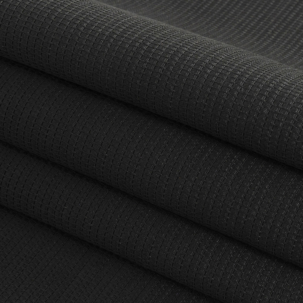 Black on Black Gridded Polyester Tweed Folded Black on Black Gridded Polyester Tweed Folded