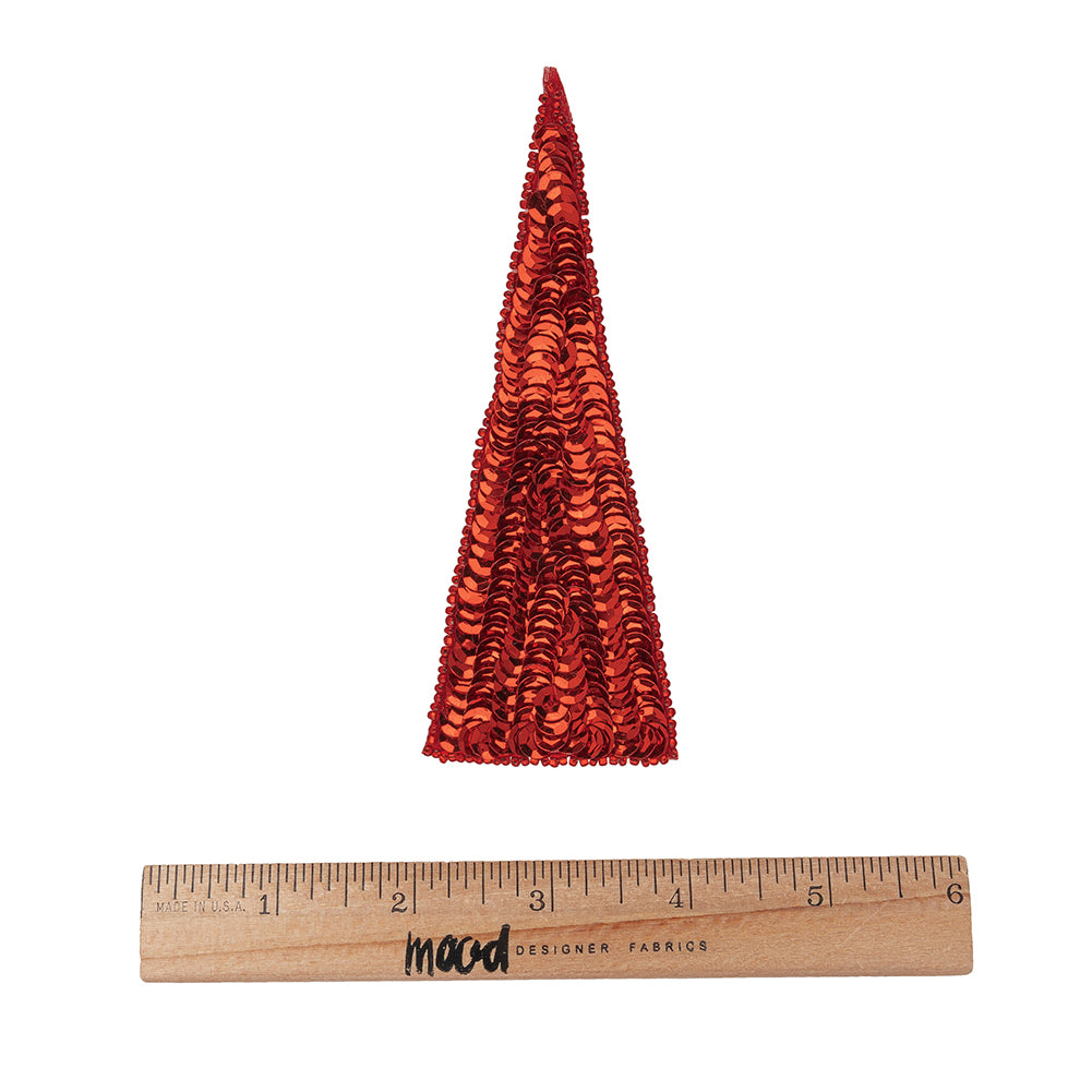 Vintage Ruby Red Sequins and Beads Triangle Applique - 4.875" x 1.875" Full Vintage Ruby Red Sequins and Beads Triangle Applique - 4.875" x 1.875" Full
