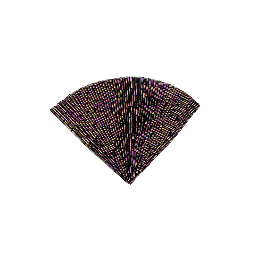Vintage Purple Iris Beaded Fan Applique - 3.5" x 5" Vintage Purple Iris Beaded Fan Applique - 3.5" x 5"