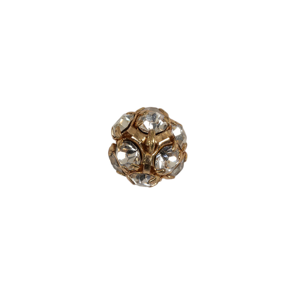 Vintage Crystal Rhinestones and Gold Metal Shank Back Ball Button - 17L/10.5mm Detail Vintage Crystal Rhinestones and Gold Metal Shank Back Ball Button - 17L/10.5mm Detail