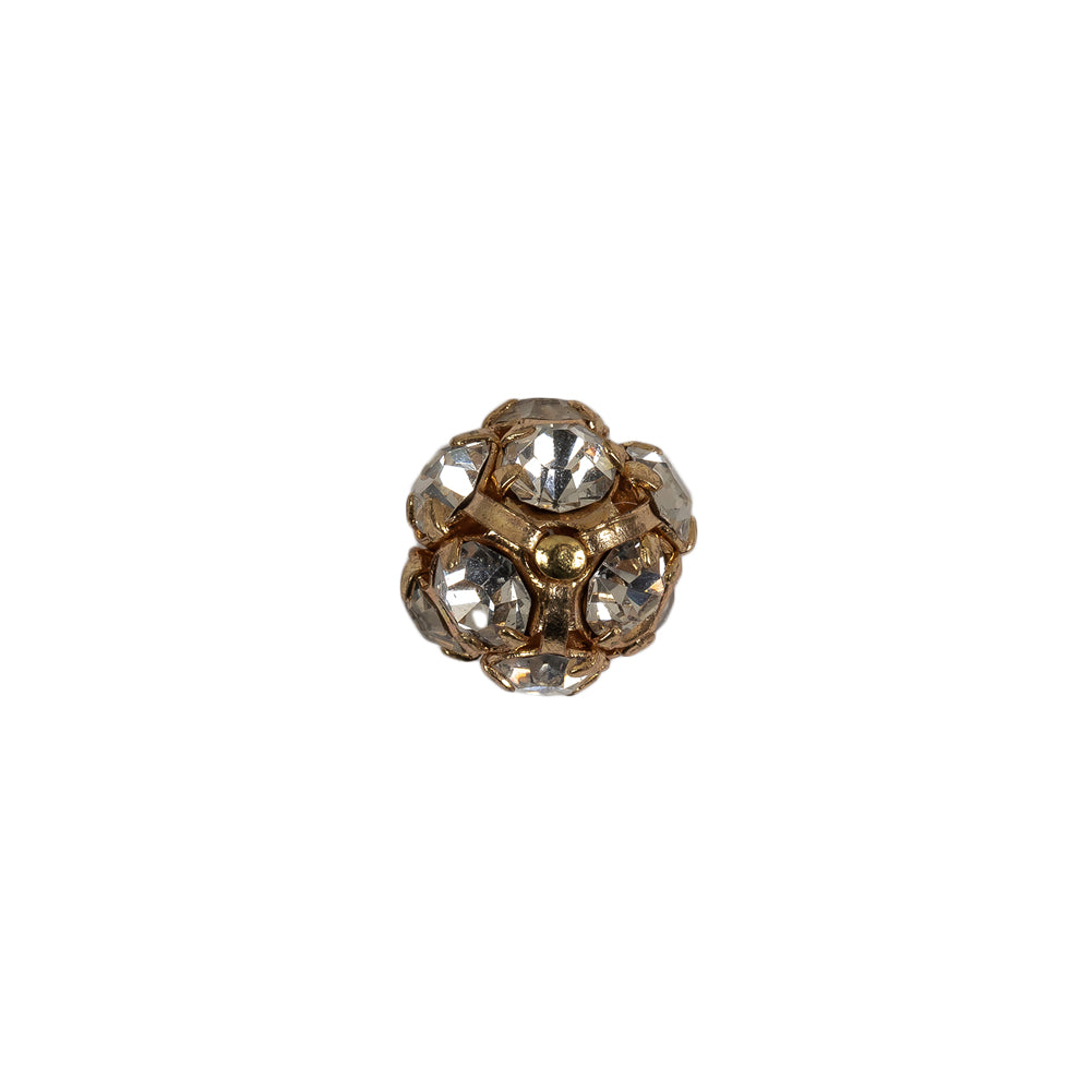 Vintage Crystal Rhinestones and Gold Metal Shank Back Ball Button - 17L/10.5mm Vintage Crystal Rhinestones and Gold Metal Shank Back Ball Button - 17L/10.5mm